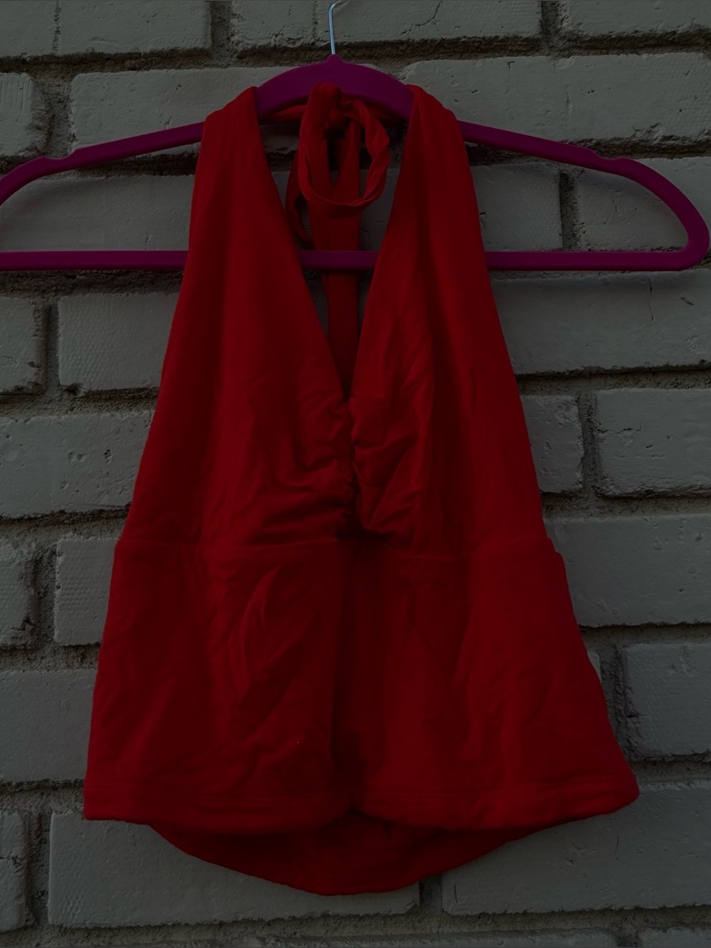 Old Navy Ruched Front Halter Top in Red - Size Large